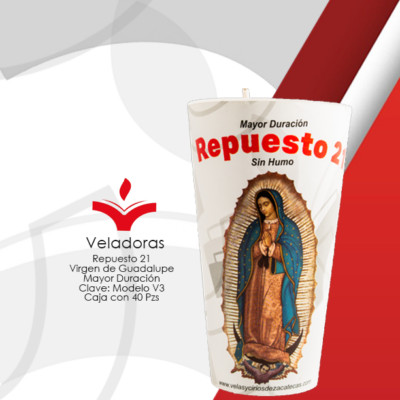 Repuesto 21 Virgen de Guadalupe Mayor Duración Caja con 40 Piezas