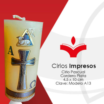 Cirio Pascual Cordero Plata de 4.5 x 10 cm Diseño: En Impresión