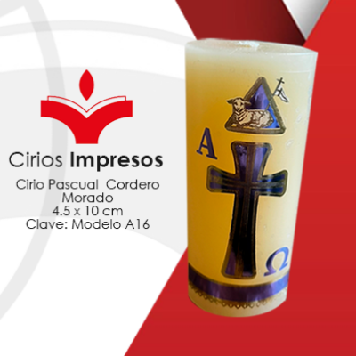 Cirio Pascual Cordero Morado de 4.5 x 10 cm Diseño: En Impresión